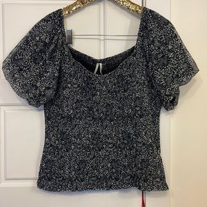 Anthropologie floral smocked top xl